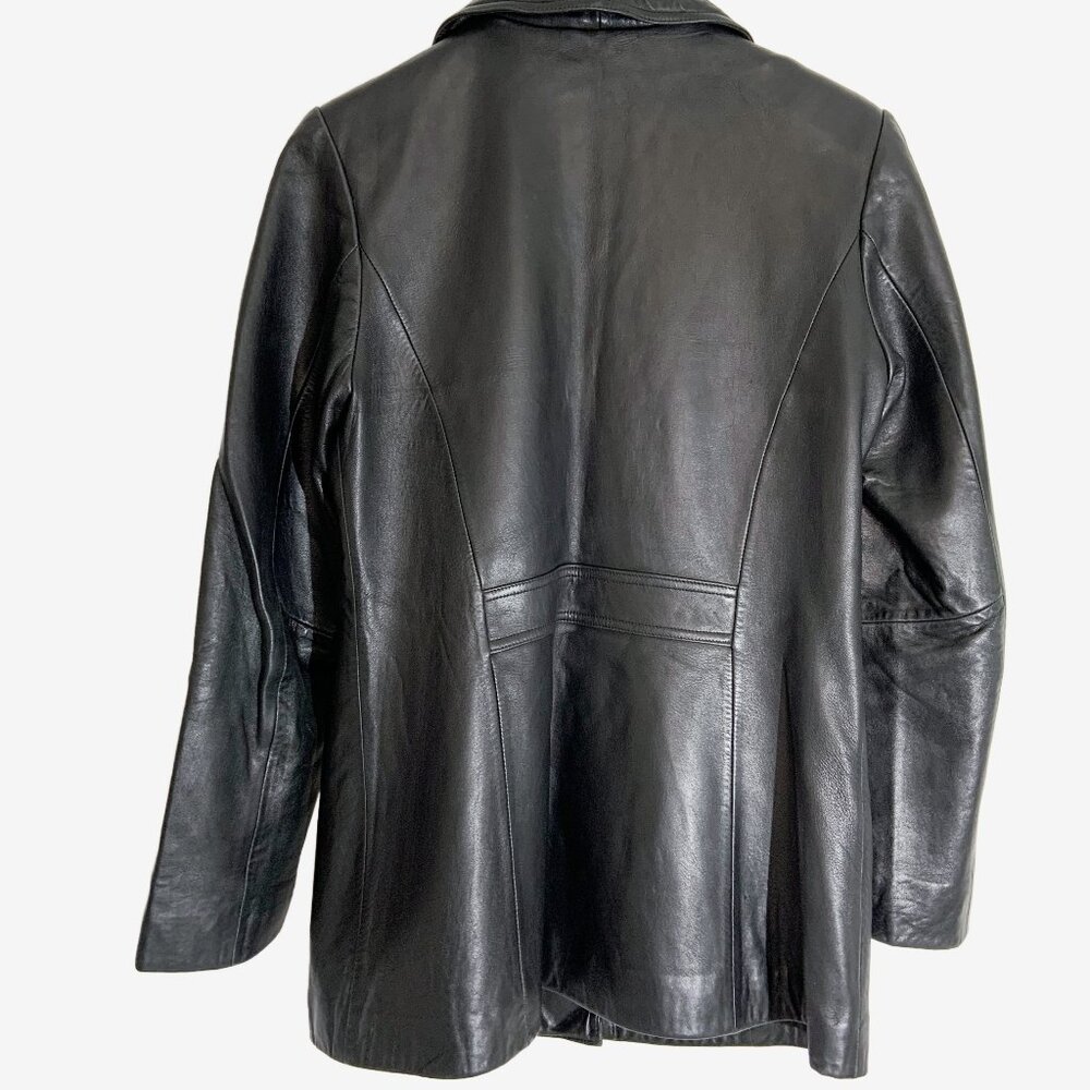 Vintage Black Leather Blazer Coat by DANIER / Made in Canada / size Small - Picture 6 of 11